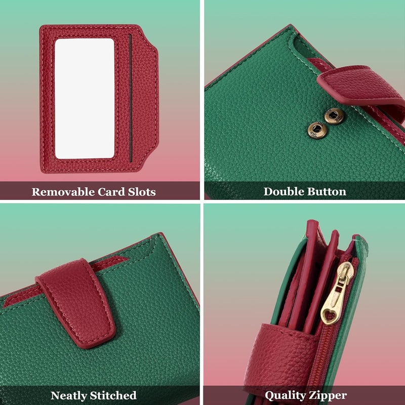 Airkit Small Wallet Women RFID Blocking Soft Leather Bifold Compact Card Holder Wallet for Women with Zipper Coin Pocket 4 ID Window - Image 5